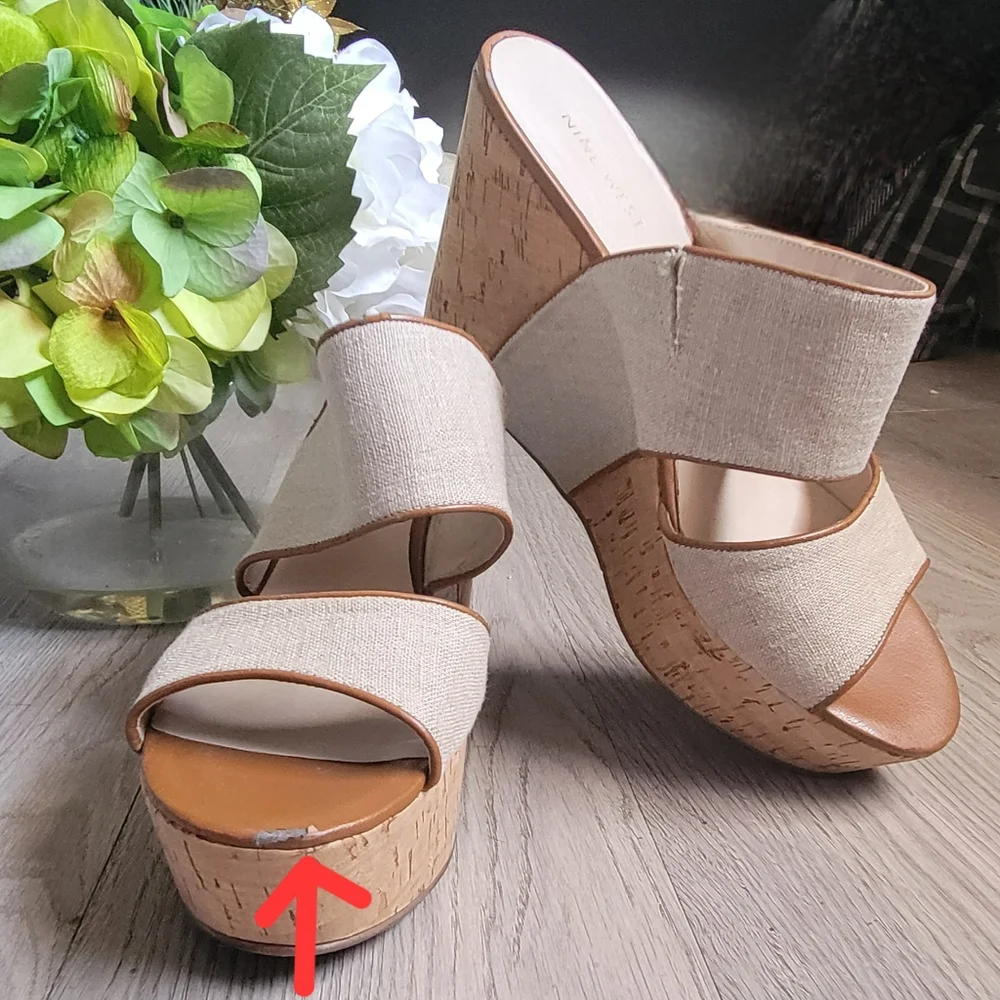 Nine West Larysa Linen & Cork Wedge, Size Women's 9.5 - Picture 9 of 12